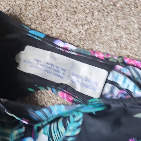 Aqua Green Floral One Piece Swimsuit - Black and Pink - Picture 14 of 14